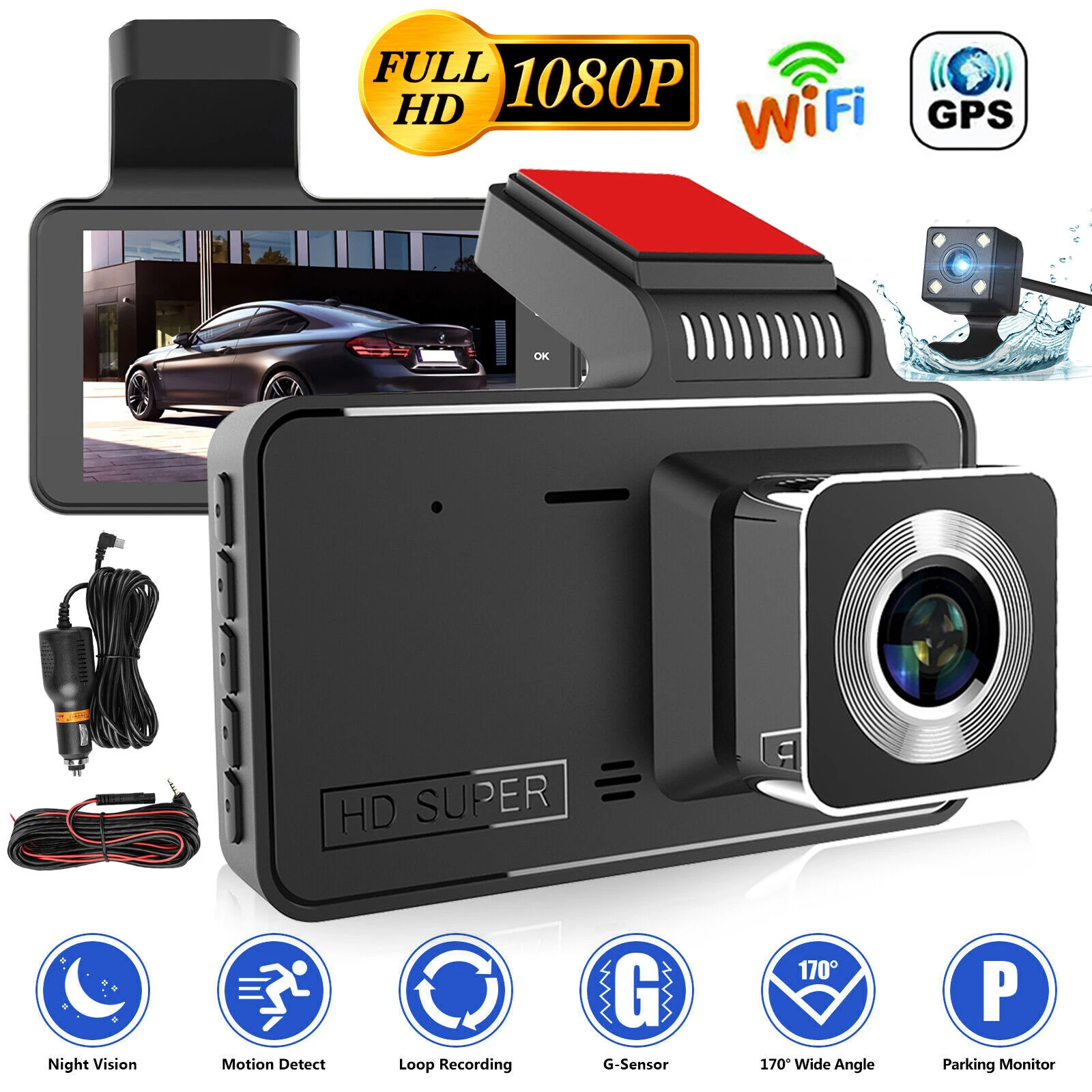 Car DVR Dash Cam WiFi Full HD 1080P Rear View Camera Mirror Video Recorder Night Vision Dashcam Black Box GPS Parking Monitor
Car DVR Dash Cam WiFi Full HD 1080P Rear View Camera Mirror Video Recorder Night Vision Dashcam Black Box GPS Parking Monitor