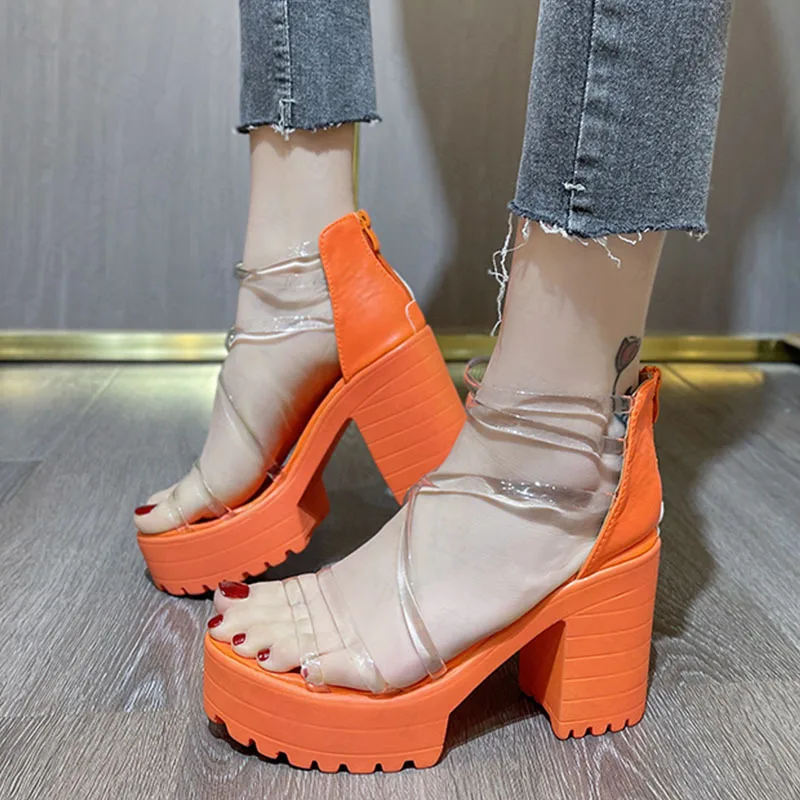 PVC Transparent Women High Heels Sandals Chunky Thick Slippers 2022 Summer New Brand Sexy Dress Pumps Designer Party Women Shoes
PVC Transparent Women High Heels Sandals Chunky Thick Slippers 2022 Summer New Brand Sexy Dress Pumps Designer Party Women Shoes