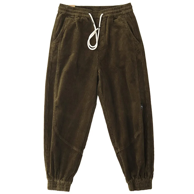 Heavy Corduroy Pants in Autumn and Winter Men's and Japanese Retro Tooling Micro-elastic Drawstring Harlan Loose Stitching Leggi 
Heavy Corduroy Pants in Autumn and Winter Men's and Japanese Retro Tooling Micro-elastic Drawstring Harlan Loose Stitching Leggi