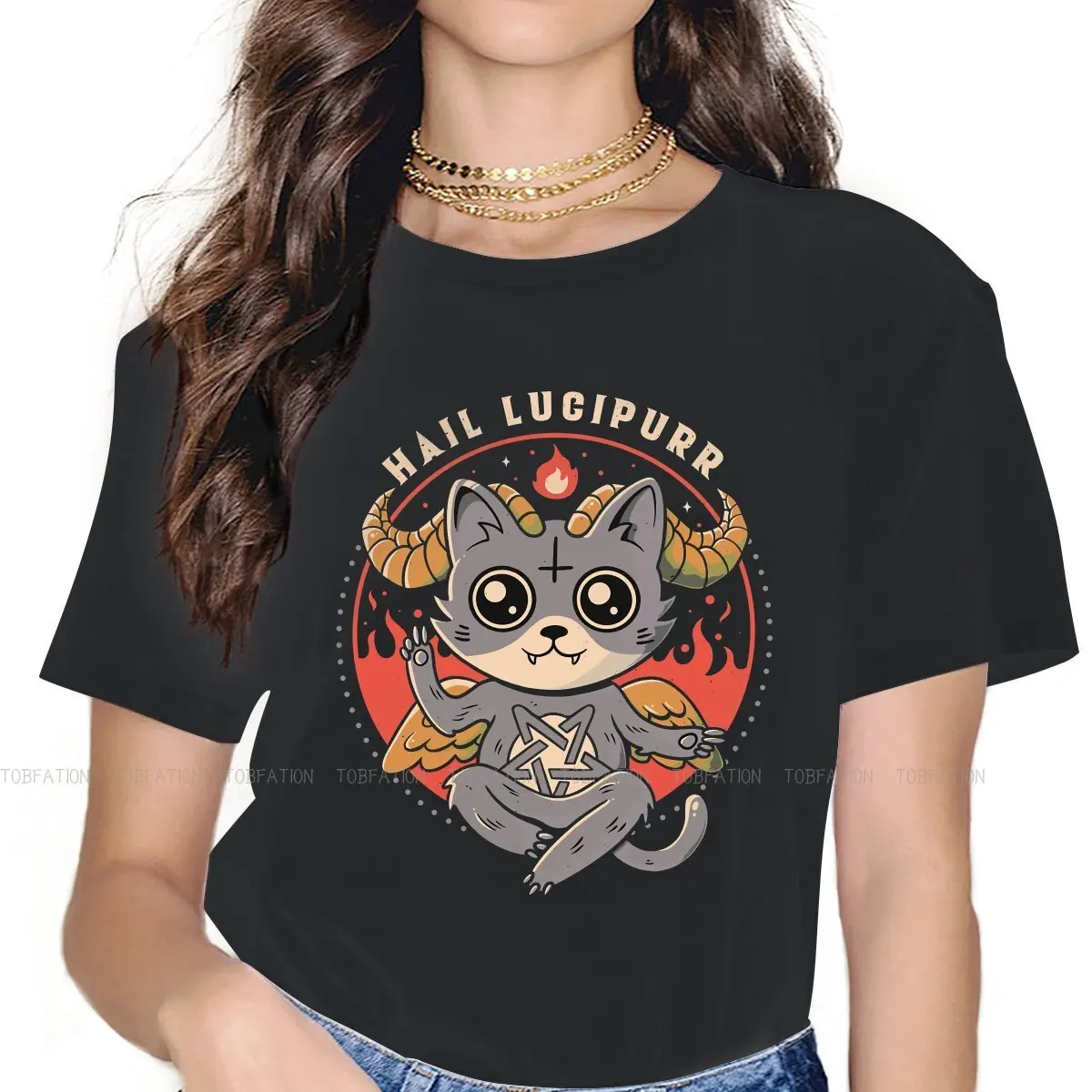 Hail Lucipurr Cute Cat TShirt For Women Baphomet Satan Lucifer Tees Fashion Female T Shirt Soft Graphic Oversized
Hail Lucipurr Cute Cat TShirt For Women Baphomet Satan Lucifer Tees Fashion Female T Shirt Soft Graphic Oversized