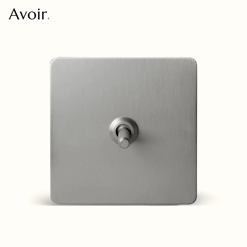 

Avoir Silver Carved Lever Toggle Switch 2Way Nickel Brushed Matte Panel Wall Power Socket EU French UK Double Electrical Outlets