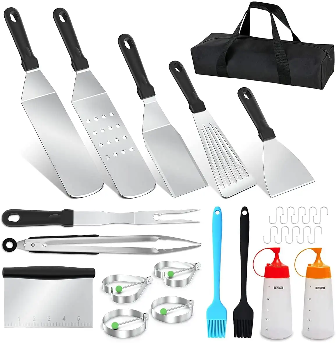 Griddle Accessories, Upgrade 27pcs Flat Top Grill Accessories Set for Blackstone and , Including Spatula, Squeeze Bottle, Tongs,
Griddle Accessories, Upgrade 27pcs Flat Top Grill Accessories Set for Blackstone and , Including Spatula, Squeeze Bottle, Tongs,