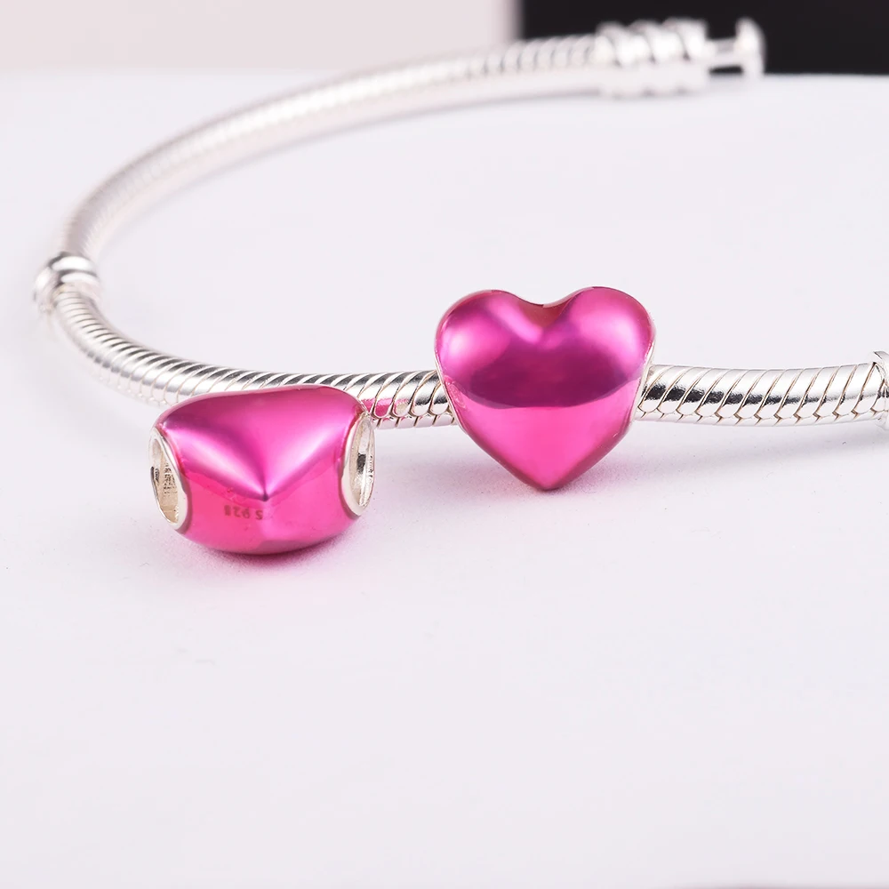 Beads For Jewelry Making Metallic Pink Heart Charms For Original 925 Silver Bracelets Fashion Female DIY Beads
Beads For Jewelry Making Metallic Pink Heart Charms For Original 925 Silver Bracelets Fashion Female DIY Beads