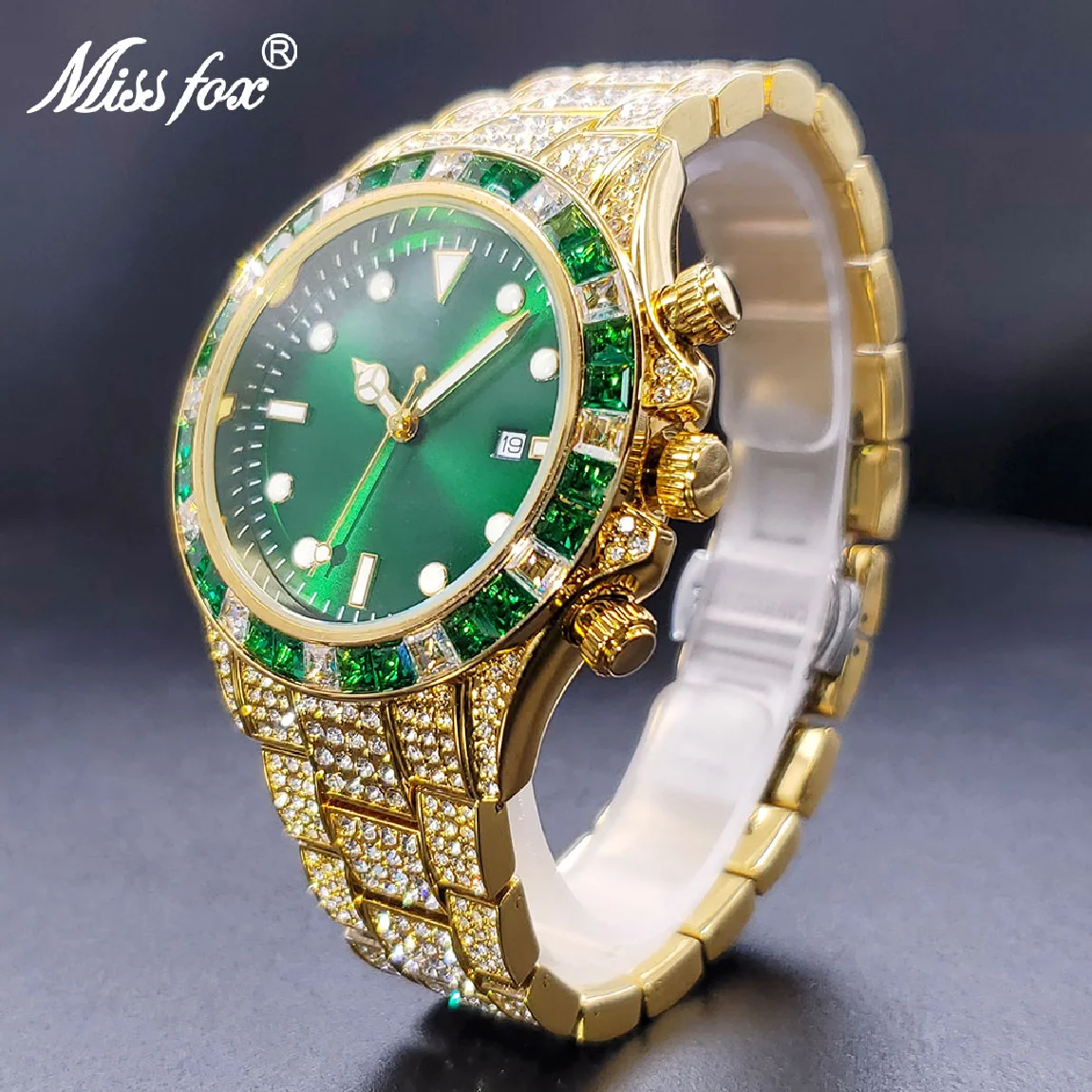 Gold Men Wristwatch Clock Diamond Iced Drop Japan Movement Quartz Watch Green Design Waterproof Alarm Clock For Man Dropshipping
Gold Men Wristwatch Clock Diamond Iced Drop Japan Movement Quartz Watch Green Design Waterproof Alarm Clock For Man Dropshipping