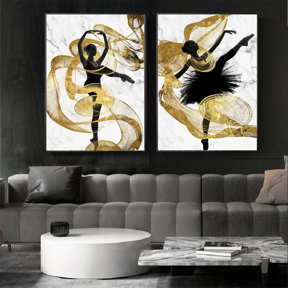 Abstract Dancing Woman Canvas Painting Wall Art Modern Black White And Gold Art Ballet Dancer Poster Print For Living Room Decor
Abstract Dancing Woman Canvas Painting Wall Art Modern Black White And Gold Art Ballet Dancer Poster Print For Living Room Decor