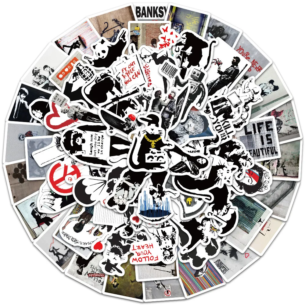 10/30/67PCS British street Art Banksy Stickers DIY Car Bike Travel Luggage Phone Laptop Waterproof Graffiti Sticker Kid Toy - купить по