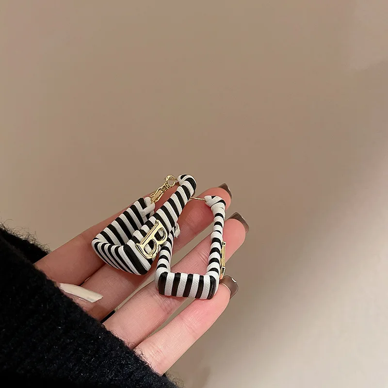 Korean Version Of the Original Design 925 Silver Needle Students Simple Matching Black And White Stripe Check Earring
Korean Version Of the Original Design 925 Silver Needle Students Simple Matching Black And White Stripe Check Earring