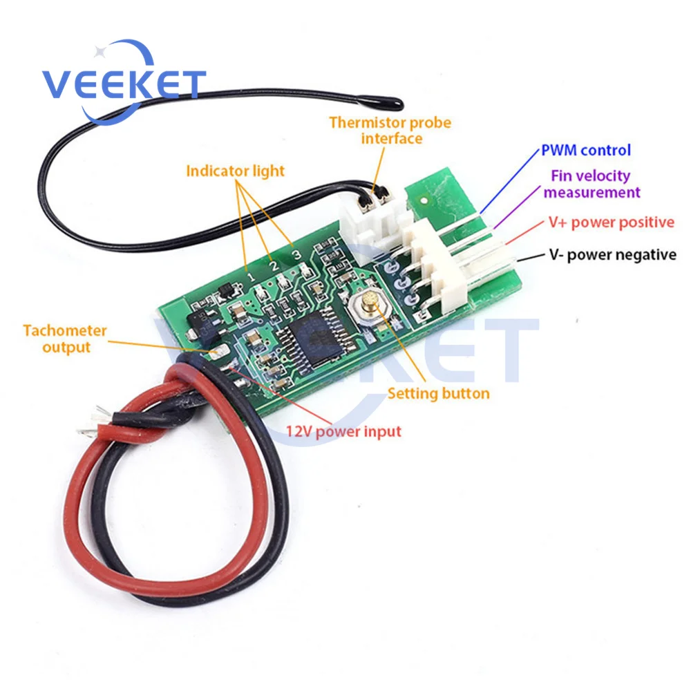 DC 12V PWM Temperature Detector Probe Controller 4-Wire Temperature Fan Speed Controller Governor for PC Fan STK IC
DC 12V PWM Temperature Detector Probe Controller 4-Wire Temperature Fan Speed Controller Governor for PC Fan STK IC