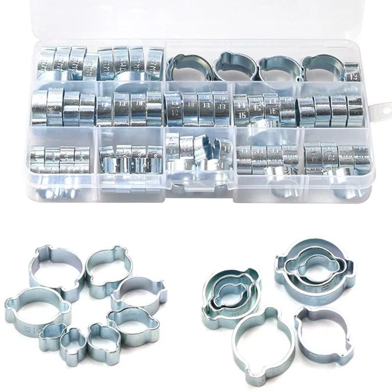 80PCS Double Ear Clamp O Clips-Crimp Clip Air Silicone Petrol Water Fuel Hose Pipe Stainless Steel Hose Clamps Cinch Ring
80PCS Double Ear Clamp O Clips-Crimp Clip Air Silicone Petrol Water Fuel Hose Pipe Stainless Steel Hose Clamps Cinch Ring