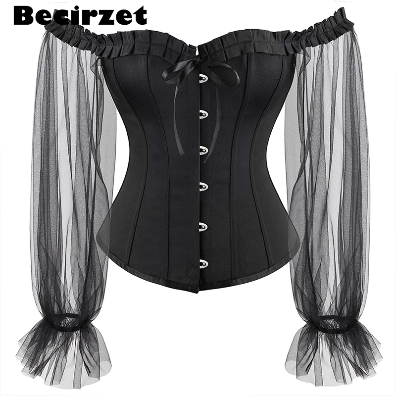 Gothic Corset Top Women Sexy Off Shoulder Bustiers Tulle Bodice Party Adjustable Corselet Halloween Gorset
Gothic Corset Top Women Sexy Off Shoulder Bustiers Tulle Bodice Party Adjustable Corselet Halloween Gorset