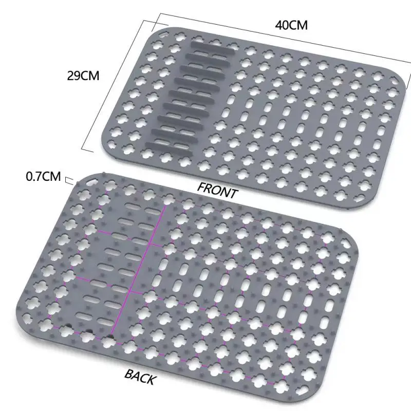 Heat-resistant Dish Drying Pad Silicone Quick Drying Sink Protector Non-slip Sink Mat Kitchen Draining Tool
Heat-resistant Dish Drying Pad Silicone Quick Drying Sink Protector Non-slip Sink Mat Kitchen Draining Tool