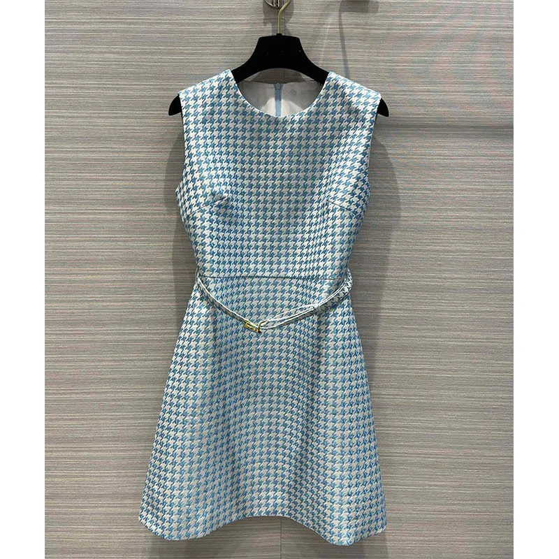 Spring Summer Luxury Women Pink Blue Houndstooth Elegant Dresses For Women 22 Fashion Vintage High Waist Belt A Line Mini Dress
Spring Summer Luxury Women Pink Blue Houndstooth Elegant Dresses For Women 22 Fashion Vintage High Waist Belt A Line Mini Dress
