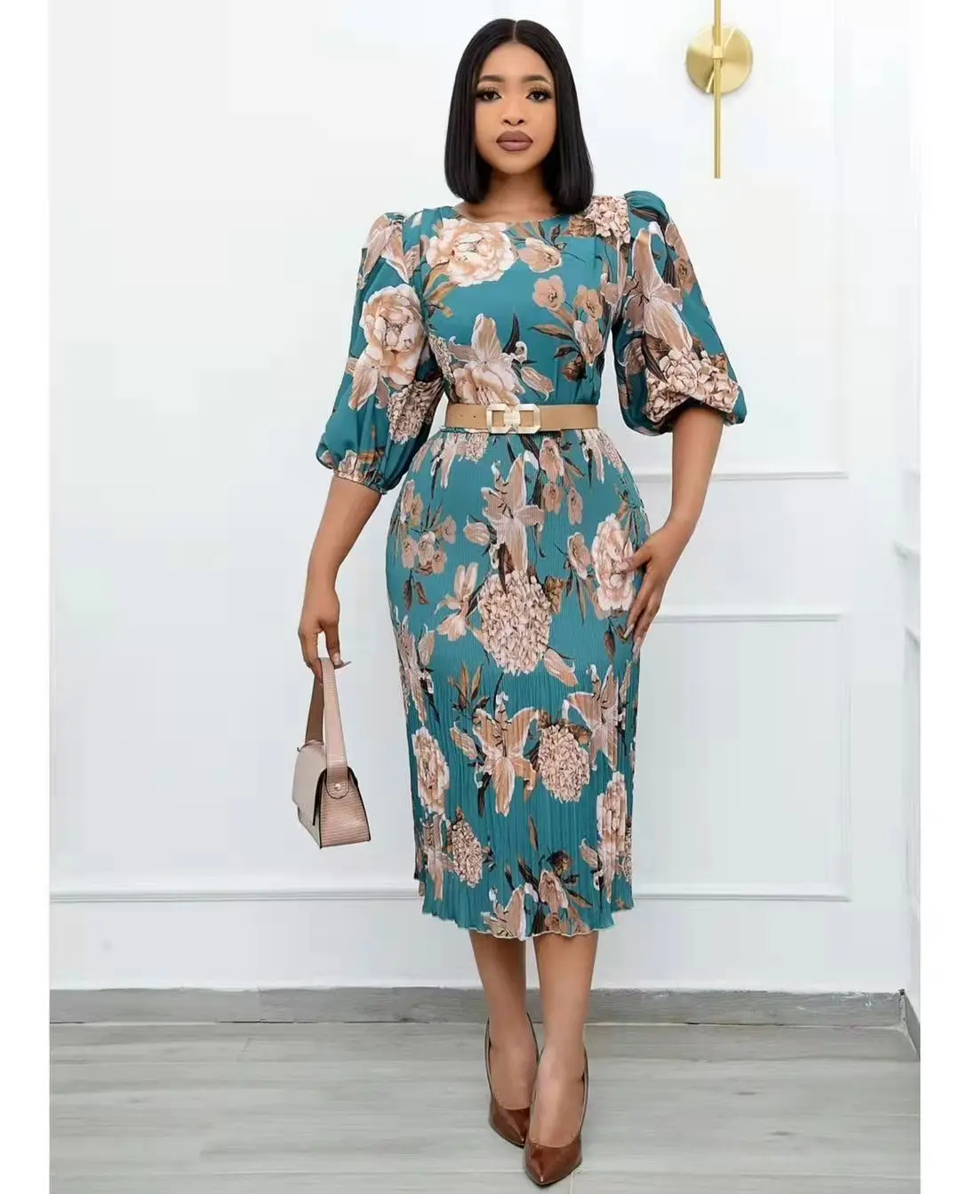 Spring Summer Slim Dress Women Fashion Office Lady Print Round Neck Half Sleeve Sashes Dress Women
Spring Summer Slim Dress Women Fashion Office Lady Print Round Neck Half Sleeve Sashes Dress Women