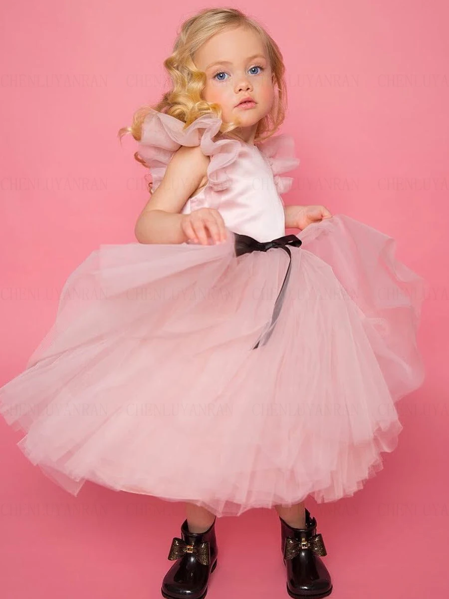 Cute Pink Flower Girl Dress O-Neck Tulle Girls Princess Wedding Party Dress Ankle-Length Puffy First Communion Gown Dress
Cute Pink Flower Girl Dress O-Neck Tulle Girls Princess Wedding Party Dress Ankle-Length Puffy First Communion Gown Dress