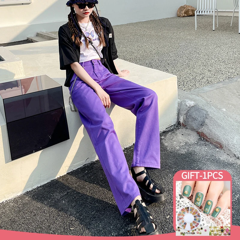 Spring Summer Women's Jeans Baggy Straight Cotton Fashion Streetwear Purple High Waist Casual Pant Wide Leg Korean Denim Trouser
Spring Summer Women's Jeans Baggy Straight Cotton Fashion Streetwear Purple High Waist Casual Pant Wide Leg Korean Denim Trouser