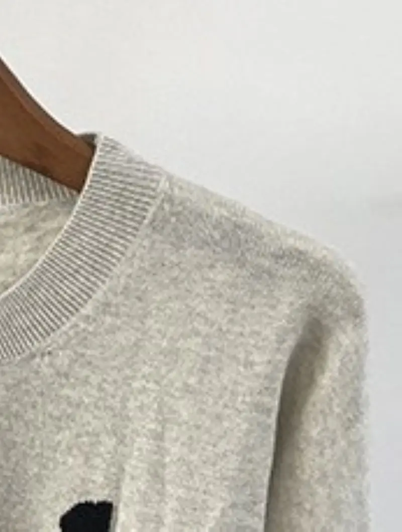 Women's Sweater Logo Print O-Neck Long Sleeve Simple Wool Blend Knit Pullover
Women's Sweater Logo Print O-Neck Long Sleeve Simple Wool Blend Knit Pullover