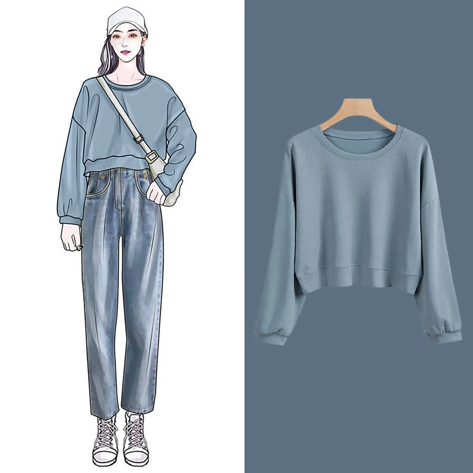 Distressed Sweat Shirts Women's Solid Color Round Neck Casual Long Sleeve Cropped Sweater Top Sweatpants Women Petite Length
Distressed Sweat Shirts Women's Solid Color Round Neck Casual Long Sleeve Cropped Sweater Top Sweatpants Women Petite Length