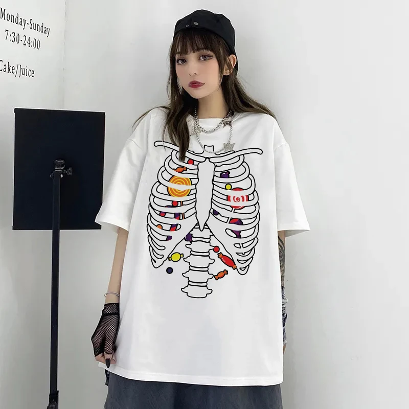 Fashion Human Bones Pattern Print T-shirt Couple Oversized T-shirt Retro Tee Shirt Street Tops Short Sleeve Women's T-shirt Top
Fashion Human Bones Pattern Print T-shirt Couple Oversized T-shirt Retro Tee Shirt Street Tops Short Sleeve Women's T-shirt Top
