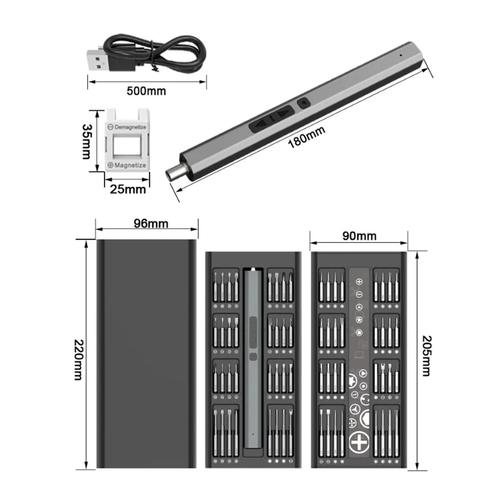 64 IN 1 Electric Screwdriver Bit Set Large Capacity USB Rechargeable Torque Tool Detachable Smart Home Computer Phone Repair
64 IN 1 Electric Screwdriver Bit Set Large Capacity USB Rechargeable Torque Tool Detachable Smart Home Computer Phone Repair