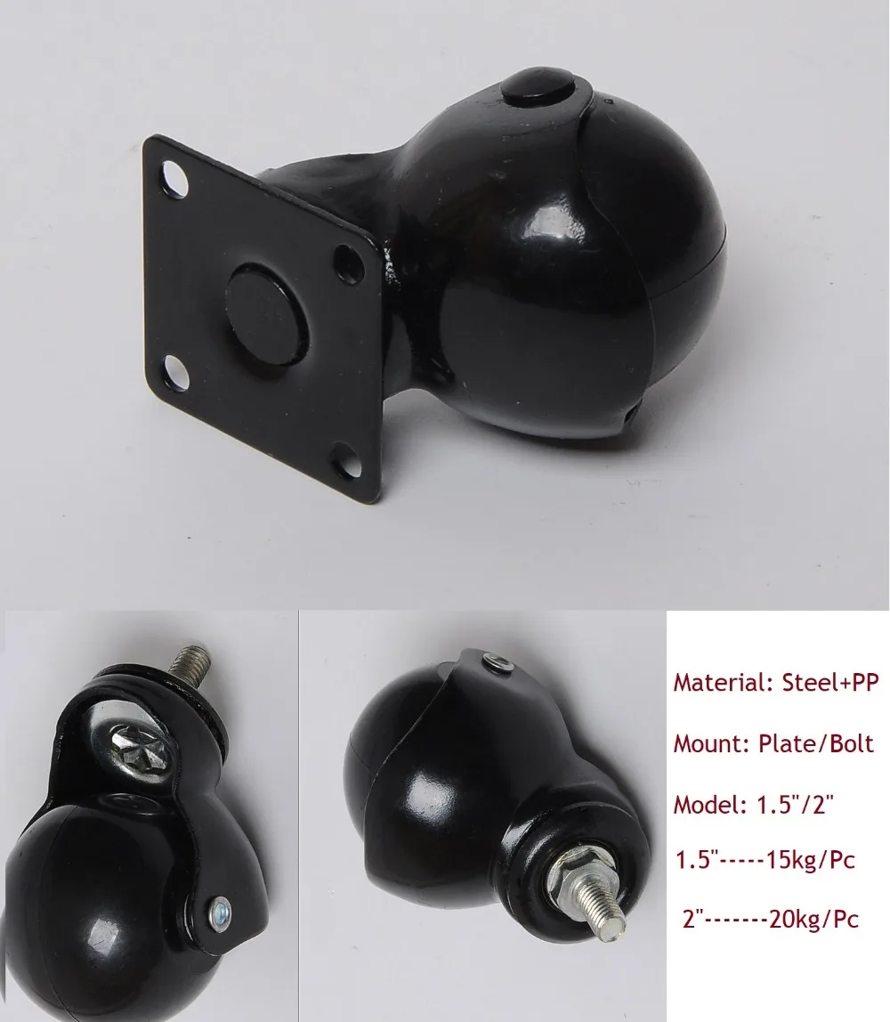 4Pcs/Lot 1.5" 2" Black Chair Seat Furniture Ball Bearing Universal Swivel Ball Caster Castor
4Pcs/Lot 1.5" 2" Black Chair Seat Furniture Ball Bearing Universal Swivel Ball Caster Castor