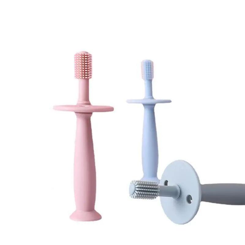 

Детская зубная щетка учебная зубная щетка для младенцев 360 с основанием на присоске, Мягкий прорезыватель для младенцев, силиконовые игрушки для прорезывания зубов/резинка для соски