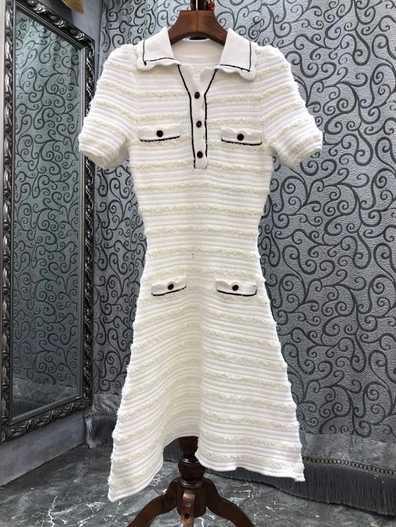 2022 new women fashion black trim lapel slim knitted dress lady style high-end dress 069
2022 new women fashion black trim lapel slim knitted dress lady style high-end dress 069