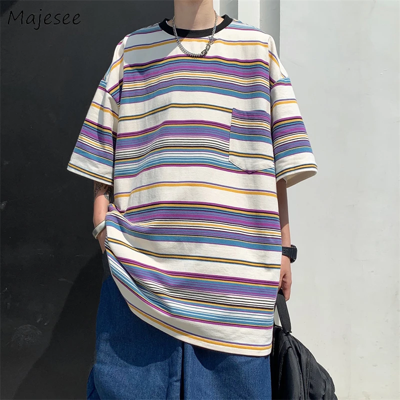 T-shirts Men O-neck Striped Handsome Streetwear Hip Hop Retro Summer Japanese Fashion BF Teens Clothing Unisex Casual Popular
T-shirts Men O-neck Striped Handsome Streetwear Hip Hop Retro Summer Japanese Fashion BF Teens Clothing Unisex Casual Popular