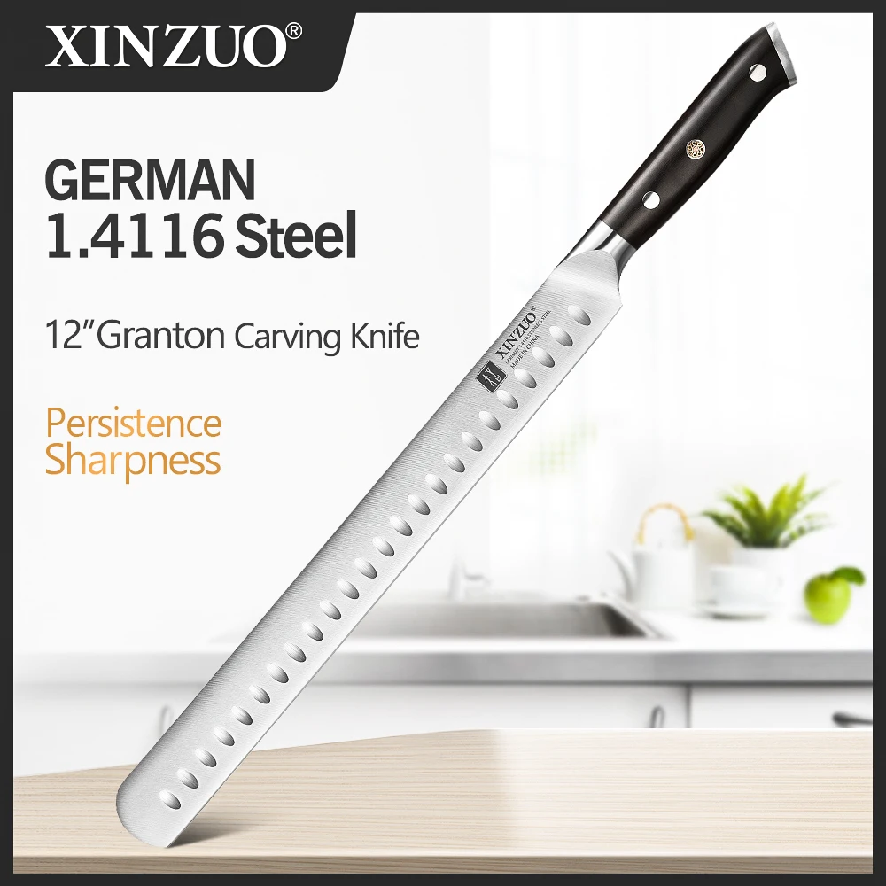 

XINZUO 12 Inch Carving Knife Cake Cutting Knife Long Baguette Cutter Stainless Steel Loaf/Bread Slicer/Slicing
