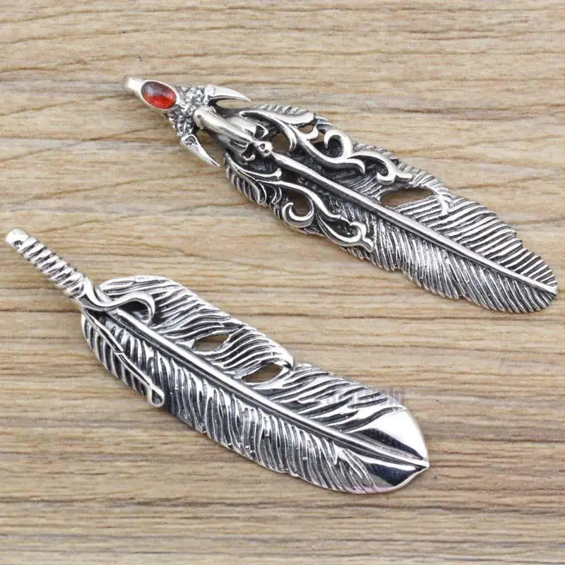 Punk High Handmade Thai Silver Jewelry Personality Men Women Sterling Silver Feather Necklace Pendant
Punk High Handmade Thai Silver Jewelry Personality Men Women Sterling Silver Feather Necklace Pendant