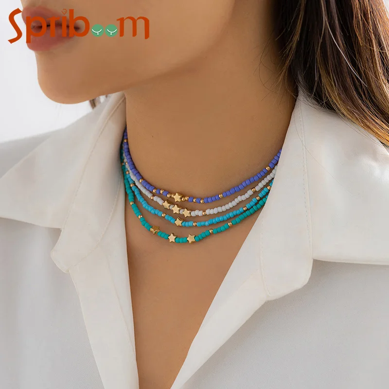 New Star Beads Necklaces for Women Colorful Chain Necklace Bohemian Neck Jewelry Female Handmade String Chokers Accessories Gift
New Star Beads Necklaces for Women Colorful Chain Necklace Bohemian Neck Jewelry Female Handmade String Chokers Accessories Gift