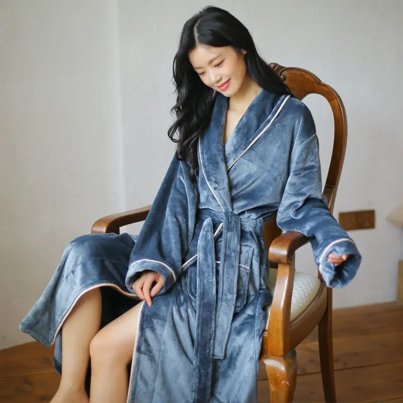 Thickened Flannel Couple Kimono Bathrobe Gown Sleepwear Autumn Winter Coral Fleece Nightgown Loungewear Loose Casual Home Dress
Thickened Flannel Couple Kimono Bathrobe Gown Sleepwear Autumn Winter Coral Fleece Nightgown Loungewear Loose Casual Home Dress