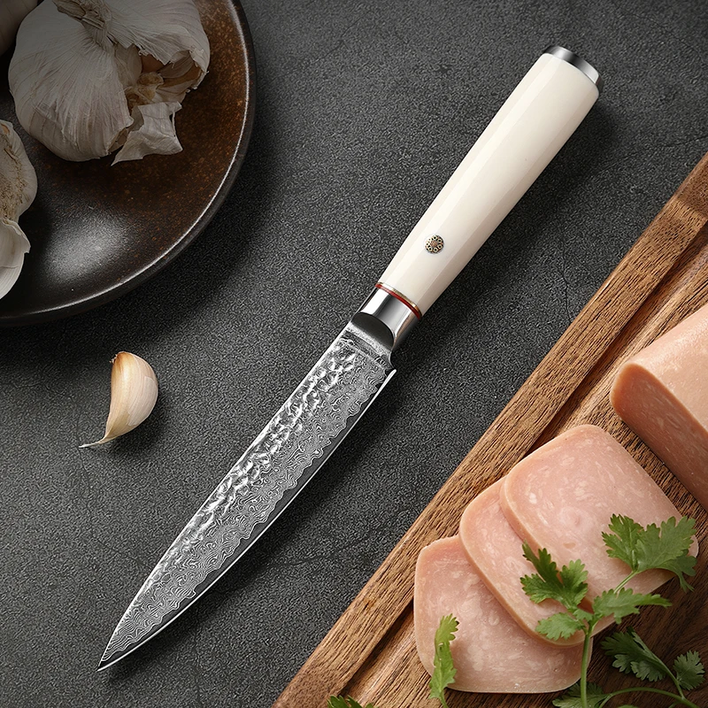 Kitchen Utility Knife Ergonomic White Handle Damascus Stainless Steel Kitchen Knives Peeling Fruit Paring Tomato Peeling Knife
Kitchen Utility Knife Ergonomic White Handle Damascus Stainless Steel Kitchen Knives Peeling Fruit Paring Tomato Peeling Knife
