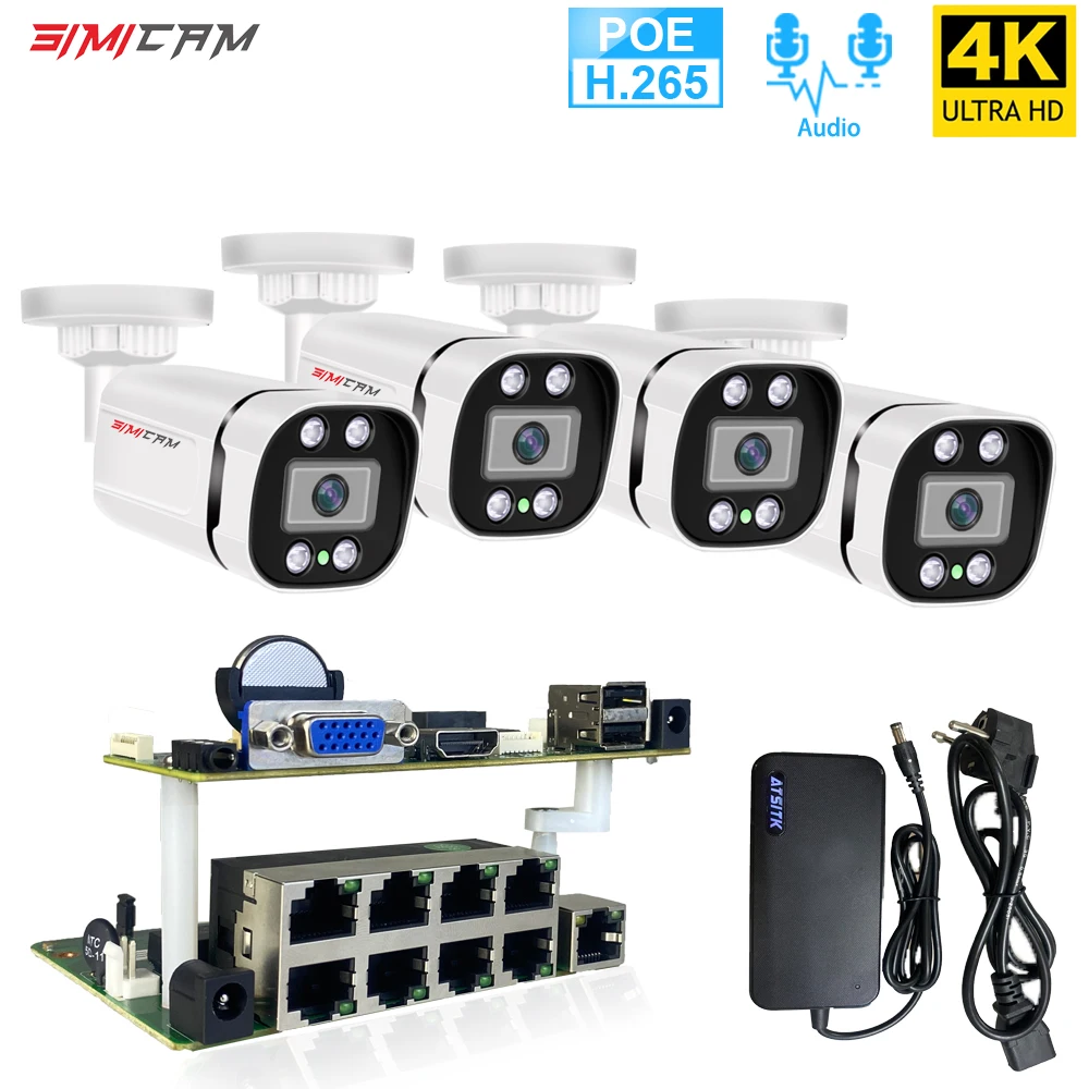4K 8MP Video Surveillance Kit 8CH POE NVR Assembly Comes With 4 Bullets Camera Waterproof Night Vision Audio Security System Set
4K 8MP Video Surveillance Kit 8CH POE NVR Assembly Comes With 4 Bullets Camera Waterproof Night Vision Audio Security System Set
