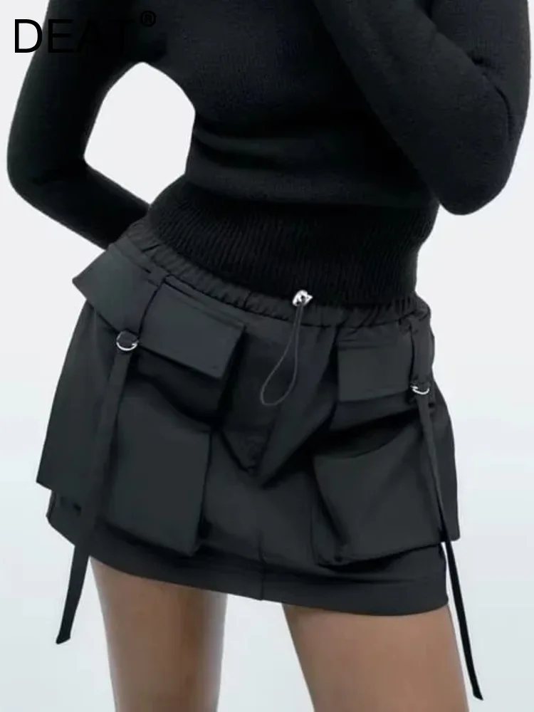 DEAT Fashion Women's cargo Skirt Slim Lace Up Pockets Drawstring Patchwork Black High Waist A-line Skirt Spring 2023 New 17A5412
DEAT Fashion Women's cargo Skirt Slim Lace Up Pockets Drawstring Patchwork Black High Waist A-line Skirt Spring 2023 New 17A5412