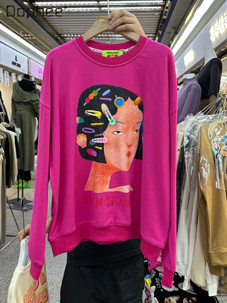 2023 Autumn New Cartoon Print Sweatshirt Female Korean Style Round Neck Three-Dimensional Decoration Loose Long Sleeve Hoodies
2023 Autumn New Cartoon Print Sweatshirt Female Korean Style Round Neck Three-Dimensional Decoration Loose Long Sleeve Hoodies