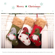 Knitted Christmas Stockings Socks Candy Snacks Xmas Tree Goodie Bag