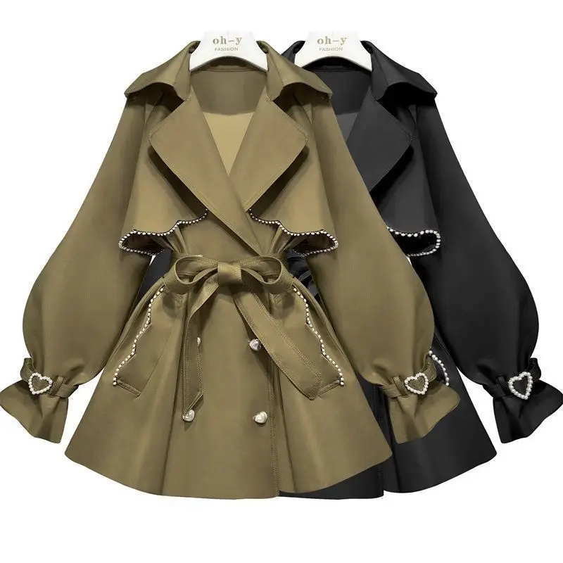 Heavy industry beaded windbreaker coat women's spring autumn 2022new Korean Ladies waist coat long-sleeved suit collar Trench
Heavy industry beaded windbreaker coat women's spring autumn 2022new Korean Ladies waist coat long-sleeved suit collar Trench
