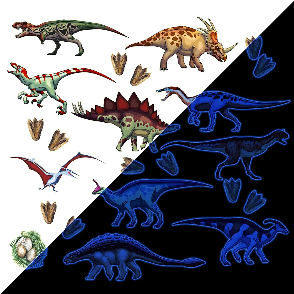 

Dinosaurs Glowing Stickers Set Home Decor Wall Glow In The Dark Sticker Bedroom Living Room Decoration Boys Girls Gift