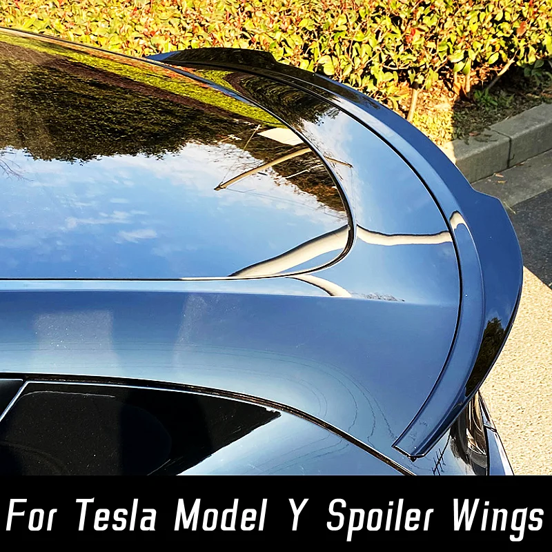 

Для Tesla Model Y 2019 20 21 22 23 углеродный глянцевый черный ABS Задняя Крышка багажника автомобильный спойлер Крылья М стиль Тюнинг внешние аксессуары