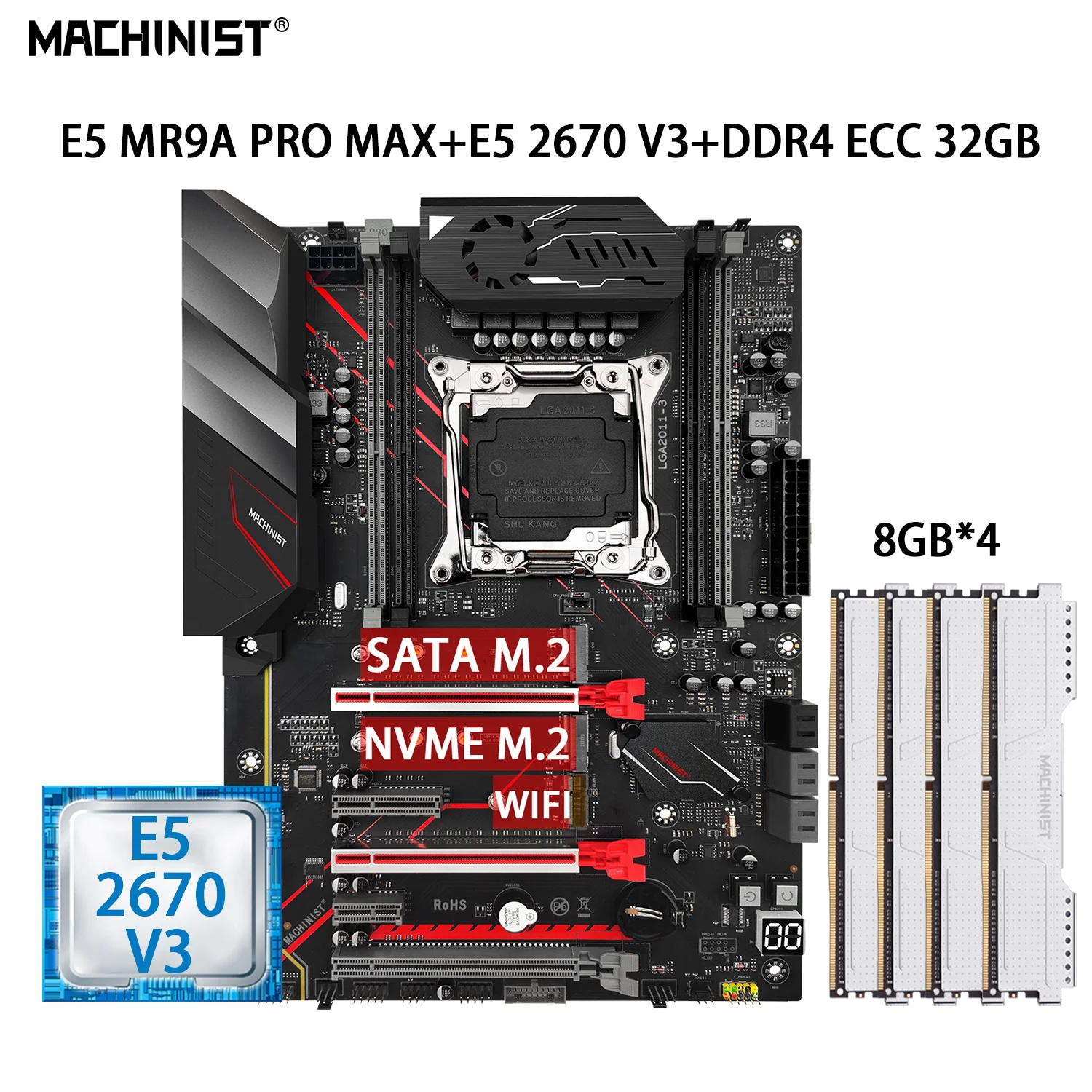 MACHINIST E5 MR9A PRO MAX комплект материнской платы LGA 2011-3 комплект с процессором Xeon E5 2670 V3 Память DDR4 ECC 4*8 ГБ = 32 ГБ ОЗУ ATX NVME
MACHINIST E5 MR9A PRO MAX комплект материнской платы LGA 2011-3 комплект с процессором Xeon E5 2670 V3 Память DDR4 ECC 4*8 ГБ = 32 ГБ ОЗУ ATX NVME
