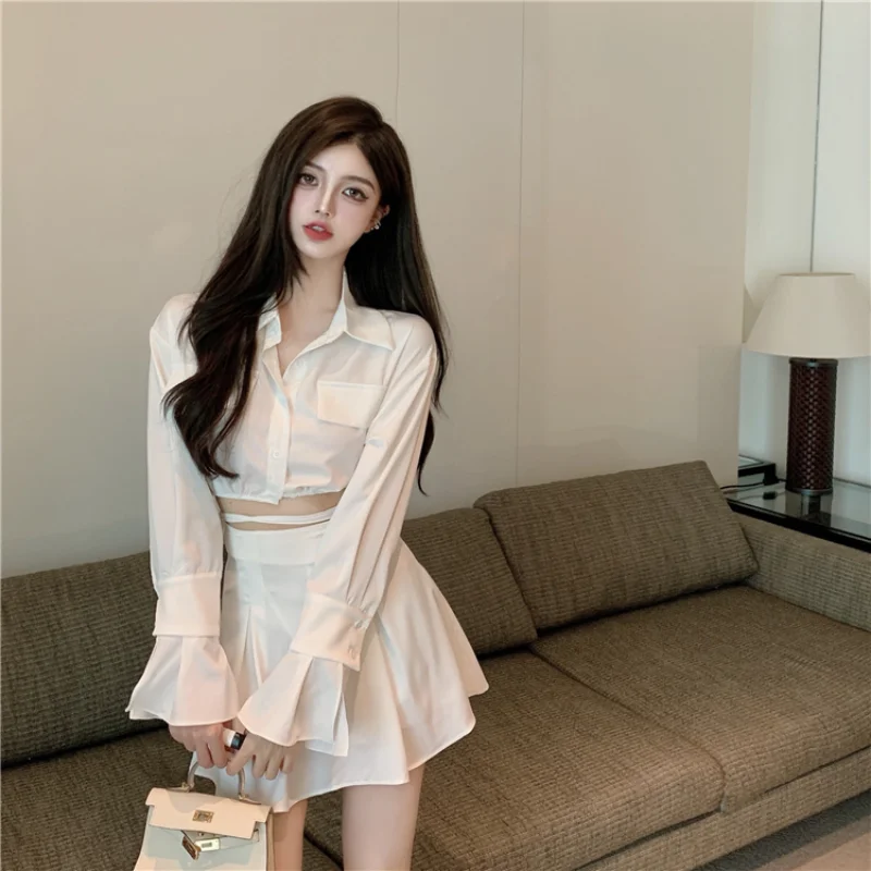 Casual 2 Piece Suit Summer White Shirt + Mini Skirt Sets Women Fashion Two Piece Sets Chic Crop Top + High Waist Skirt Outfits
Casual 2 Piece Suit Summer White Shirt + Mini Skirt Sets Women Fashion Two Piece Sets Chic Crop Top + High Waist Skirt Outfits