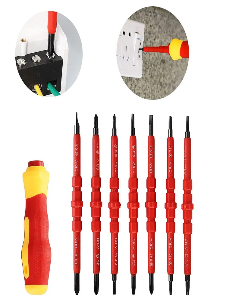 8PCS T10 T15 T20 T25 PH0 PH1 PH2 Electricians Magnet Insulated Screwdriver Bit Set With Handle For Electrical Household Repaire
8PCS T10 T15 T20 T25 PH0 PH1 PH2 Electricians Magnet Insulated Screwdriver Bit Set With Handle For Electrical Household Repaire