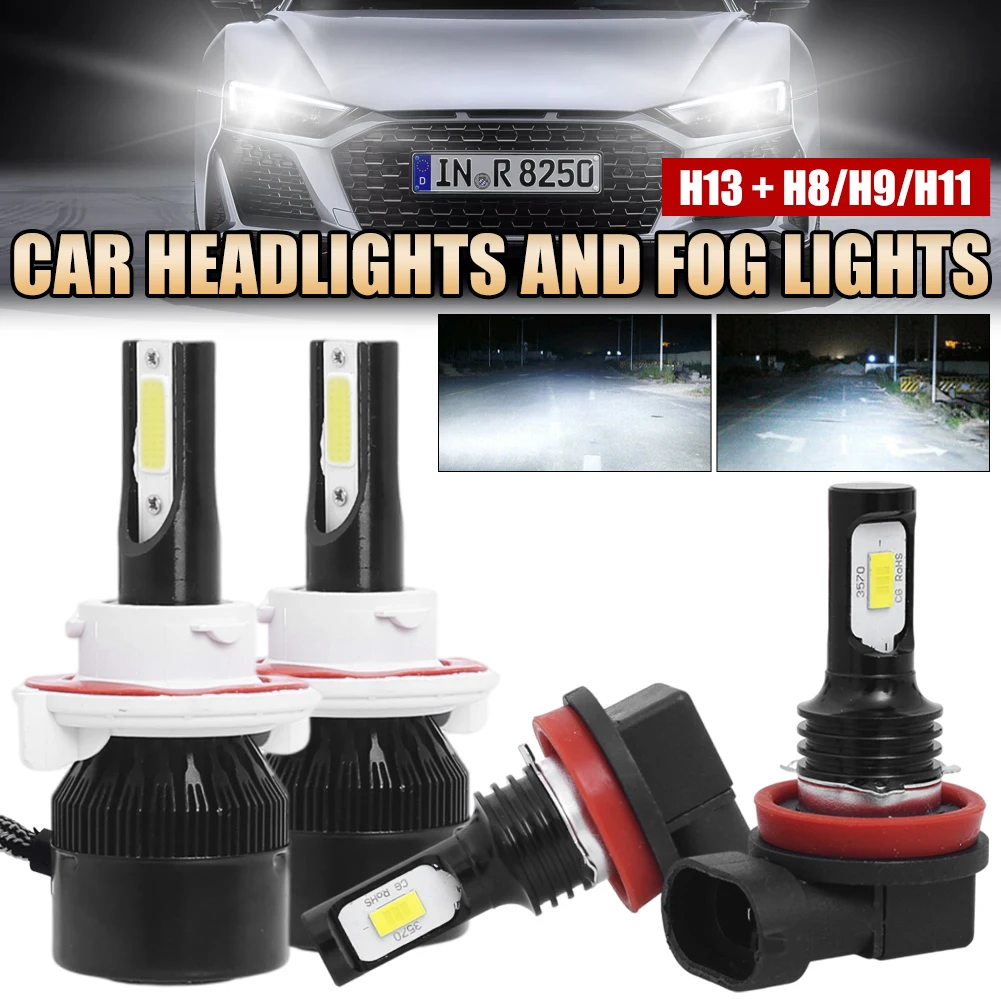 Car LED Bulb H13 Headlight H11 Fog Light Combo Kit CREE Chips Car Light 12V-24V 6000K White High and Low Beam 360-Degree Lamp
Car LED Bulb H13 Headlight H11 Fog Light Combo Kit CREE Chips Car Light 12V-24V 6000K White High and Low Beam 360-Degree Lamp