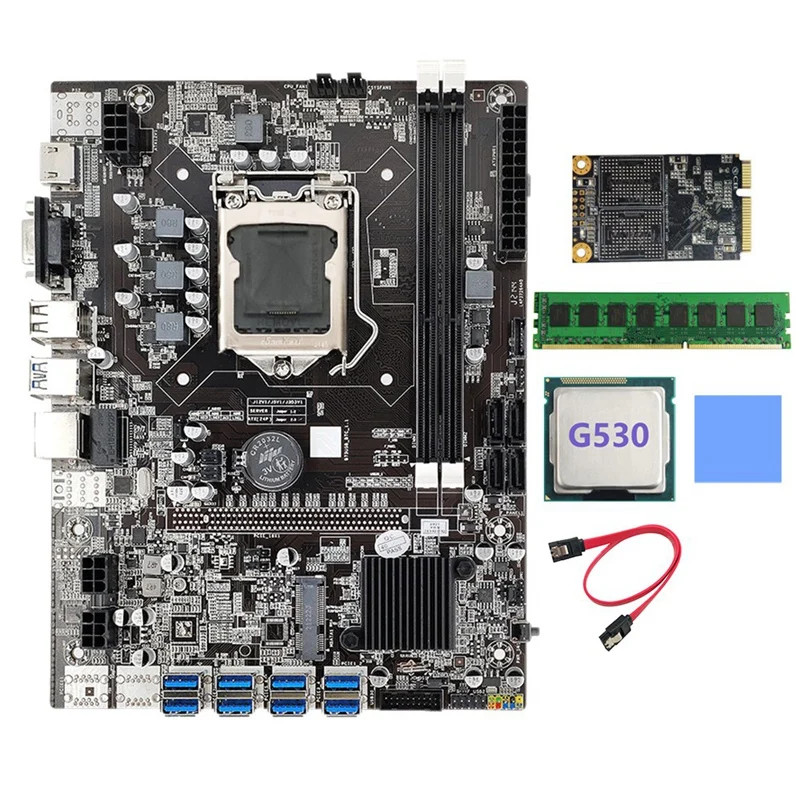B75 BTC Mining Motherboard LGA1155 8XPCIE USB3.0 G530 CPU+SATA Cable+Thermal Pad+MSATA SSD 128G+DDR3 4GB 1333Mhz RAM
B75 BTC Mining Motherboard LGA1155 8XPCIE USB3.0 G530 CPU+SATA Cable+Thermal Pad+MSATA SSD 128G+DDR3 4GB 1333Mhz RAM