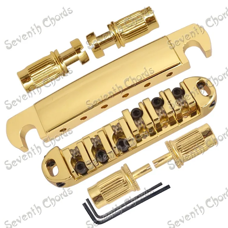 A Set Roller Saddle Tune-O-Matic Electric Guitar Bridge and Tailpiece with Big Stopbar studs -Gold
A Set Roller Saddle Tune-O-Matic Electric Guitar Bridge and Tailpiece with Big Stopbar studs -Gold
