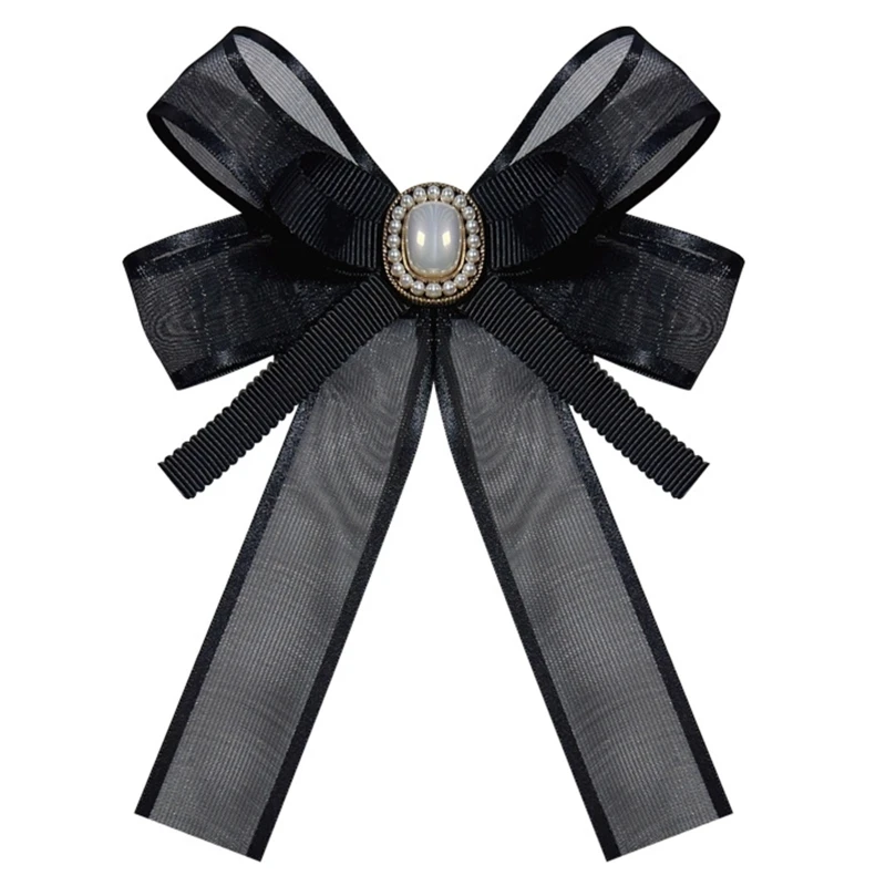 Korean Style Women Student Imitation Pearl Bow Tie Brooch Vintage Mesh Ribbon Pre Tied Necktie Formal Shirt Collar Pin for Party
Korean Style Women Student Imitation Pearl Bow Tie Brooch Vintage Mesh Ribbon Pre Tied Necktie Formal Shirt Collar Pin for Party