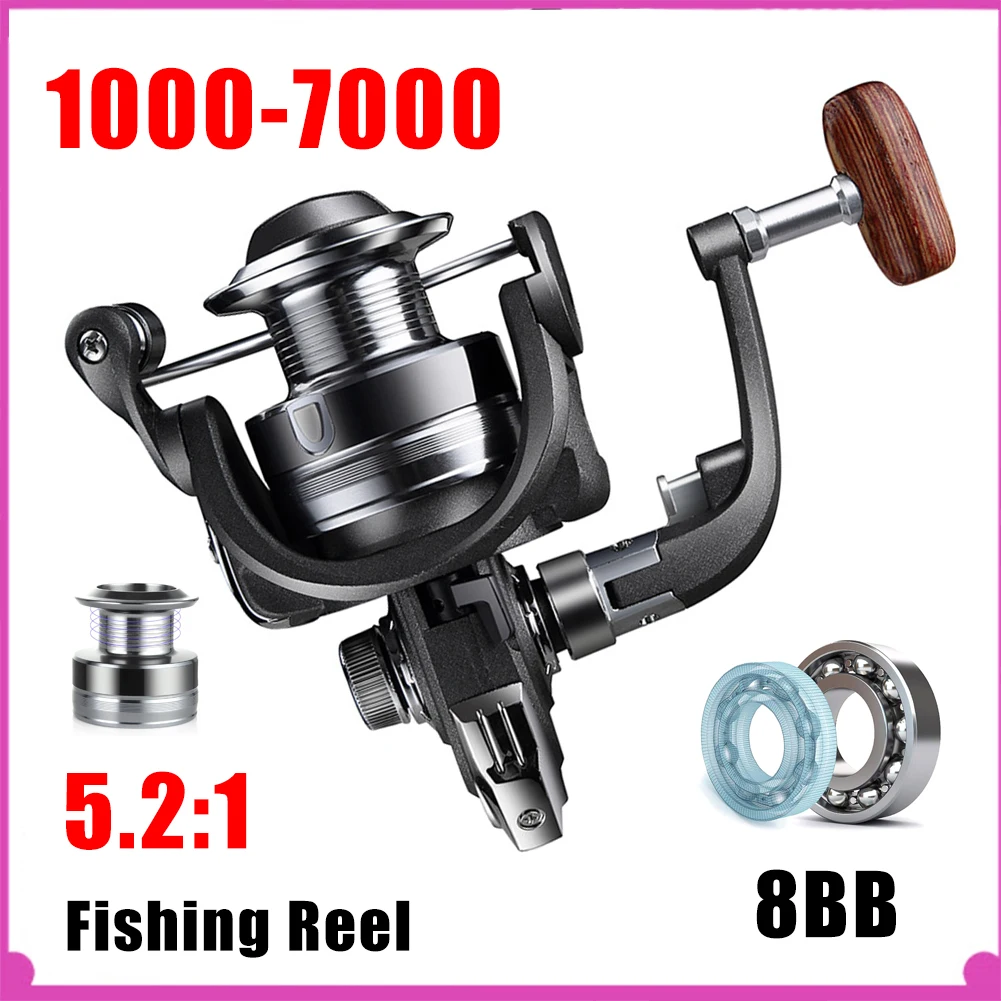 Spinning Reel 1000-7000 Series Fishing Reel 5.2:1 High Speed 8BB Bearing Folding Handle Fishing Reel Saltwater Fishing Equipment
Spinning Reel 1000-7000 Series Fishing Reel 5.2:1 High Speed 8BB Bearing Folding Handle Fishing Reel Saltwater Fishing Equipment