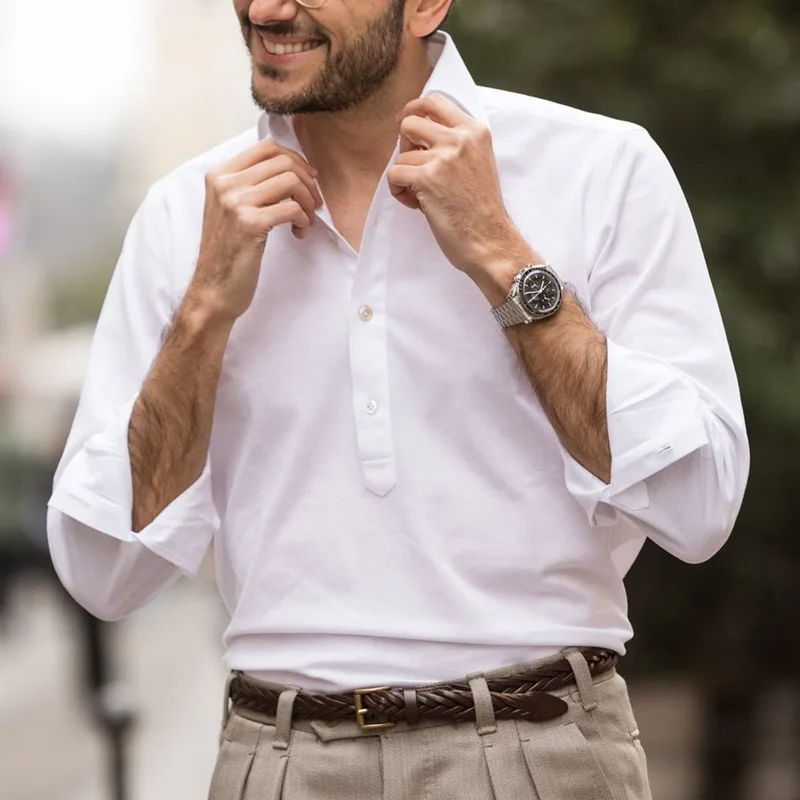 Men's Social Shirt White Sky Blue Long Sleeve Polo Shirt Lapel Collar Formal Male Gentleman Business Shirt chemise homme 2022
Men's Social Shirt White Sky Blue Long Sleeve Polo Shirt Lapel Collar Formal Male Gentleman Business Shirt chemise homme 2022