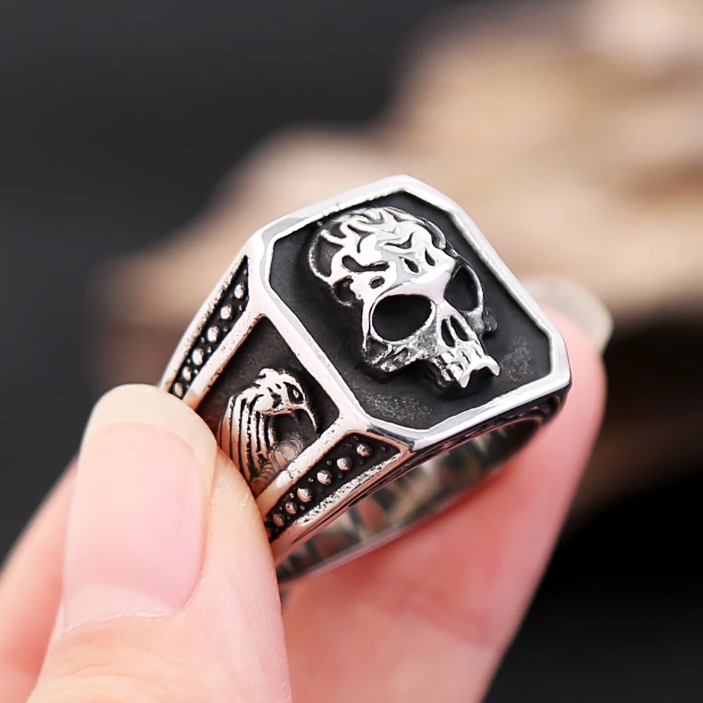 Gothic Retro Stainless Steel Skull Rings For Men Boys Punk Biker Crow Amulet Ring Fashion Hip Hop Jewelry Gifts Wholesale
Gothic Retro Stainless Steel Skull Rings For Men Boys Punk Biker Crow Amulet Ring Fashion Hip Hop Jewelry Gifts Wholesale