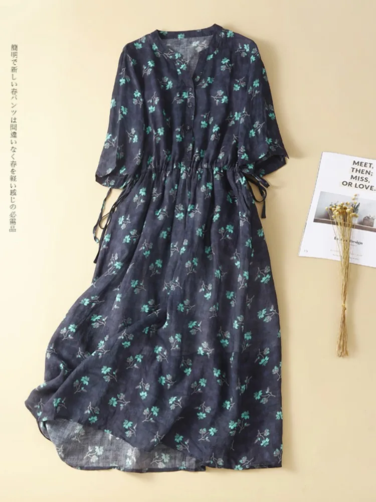 Women Summer Casual Dress New Arrival 2022 Vintage Style Floral Print Loose Comfortable Ladies Elegant A-line Long Dresses B2035
Women Summer Casual Dress New Arrival 2022 Vintage Style Floral Print Loose Comfortable Ladies Elegant A-line Long Dresses B2035